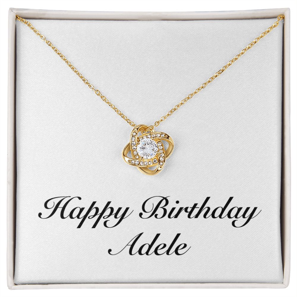 Happy Birthday Adele - 18K Yellow Gold Finish Love Knot Necklace