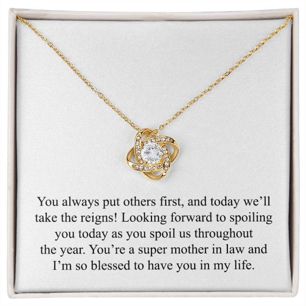 Happy Mother's Day (For Mother In Law) 004 - 18K Yellow Gold Finish Love Knot Necklace