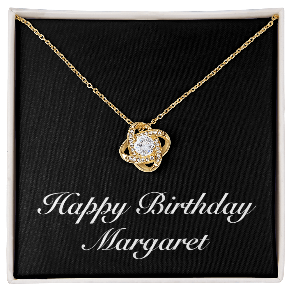 Happy Birthday Margaret v2 - 18K Yellow Gold Finish Love Knot Necklace