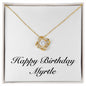 Happy Birthday Myrtle - 18K Yellow Gold Finish Love Knot Necklace