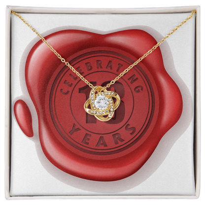 Celebrating 13 Years Anniversary - 18K Yellow Gold Finish Love Knot Necklace