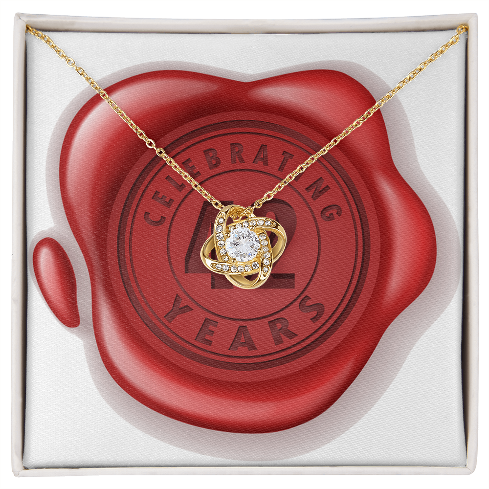 Celebrating 42 Years Anniversary - 18K Yellow Gold Finish Love Knot Necklace