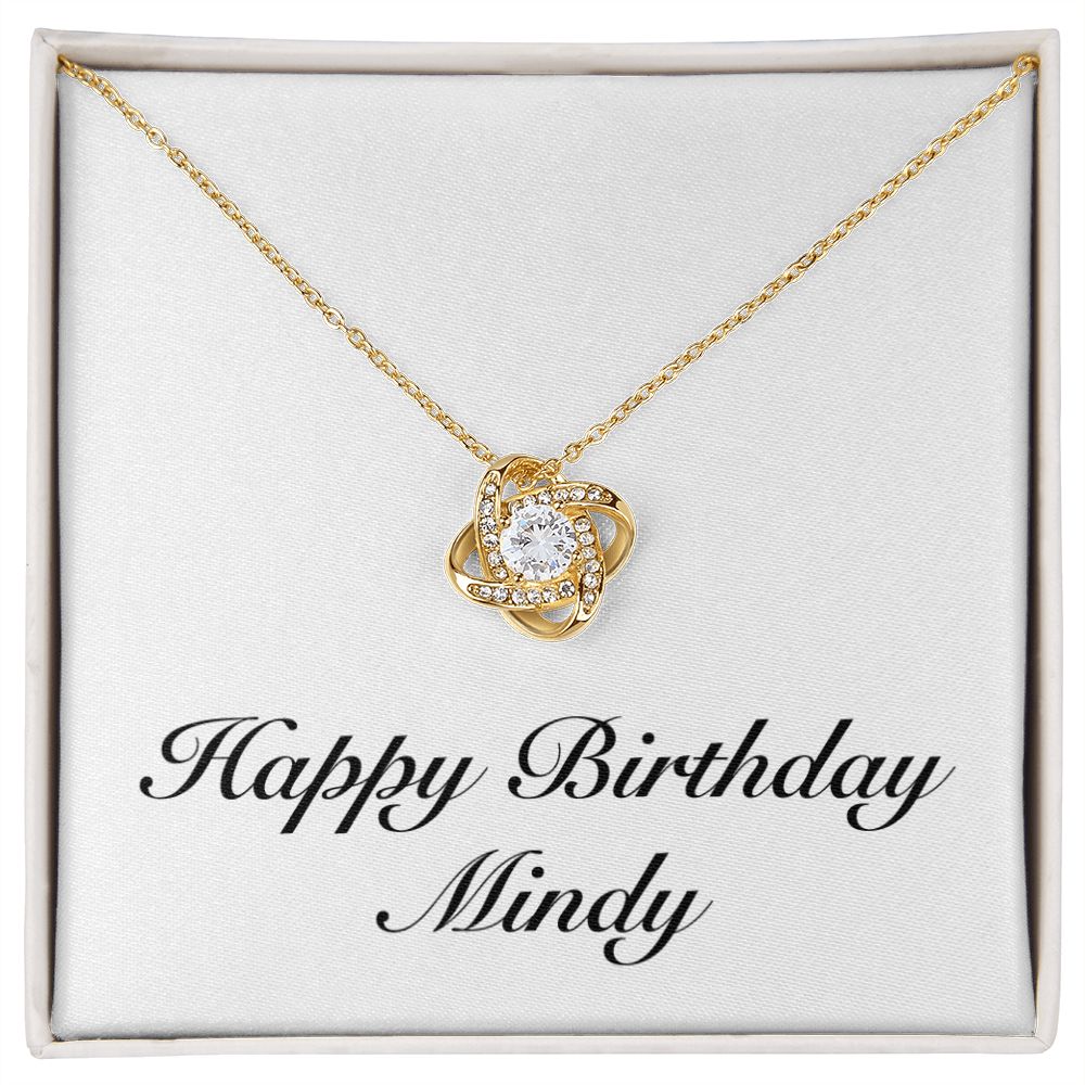 Happy Birthday Mindy - 18K Yellow Gold Finish Love Knot Necklace