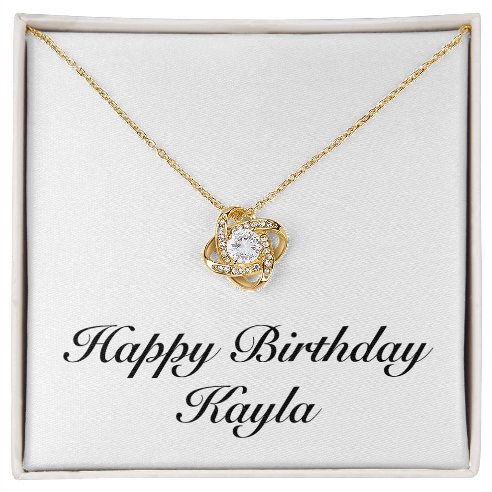 Happy Birthday Kayla - 18K Yellow Gold Finish Love Knot Necklace