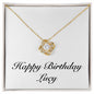 Happy Birthday Lucy - 18K Yellow Gold Finish Love Knot Necklace