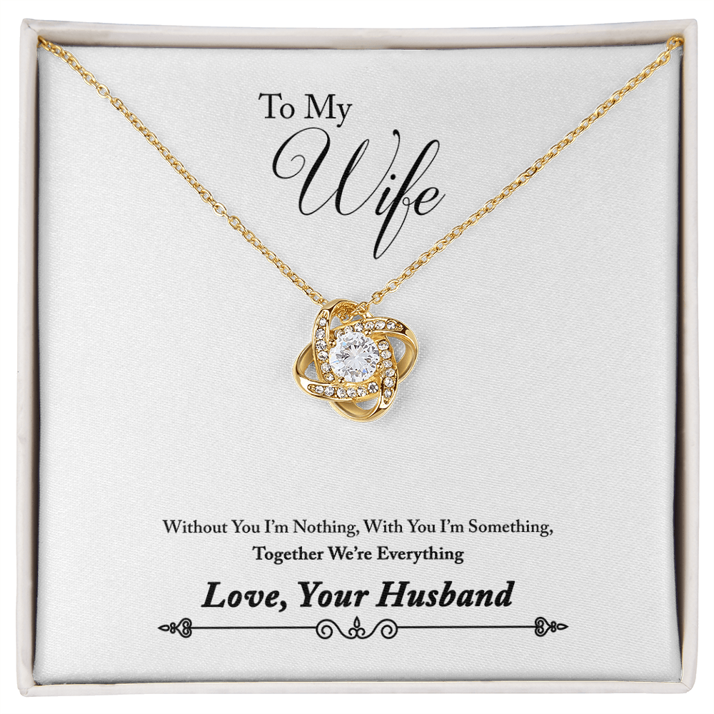 007 To My Wife - 18K Yellow Gold Finish Love Knot Necklace