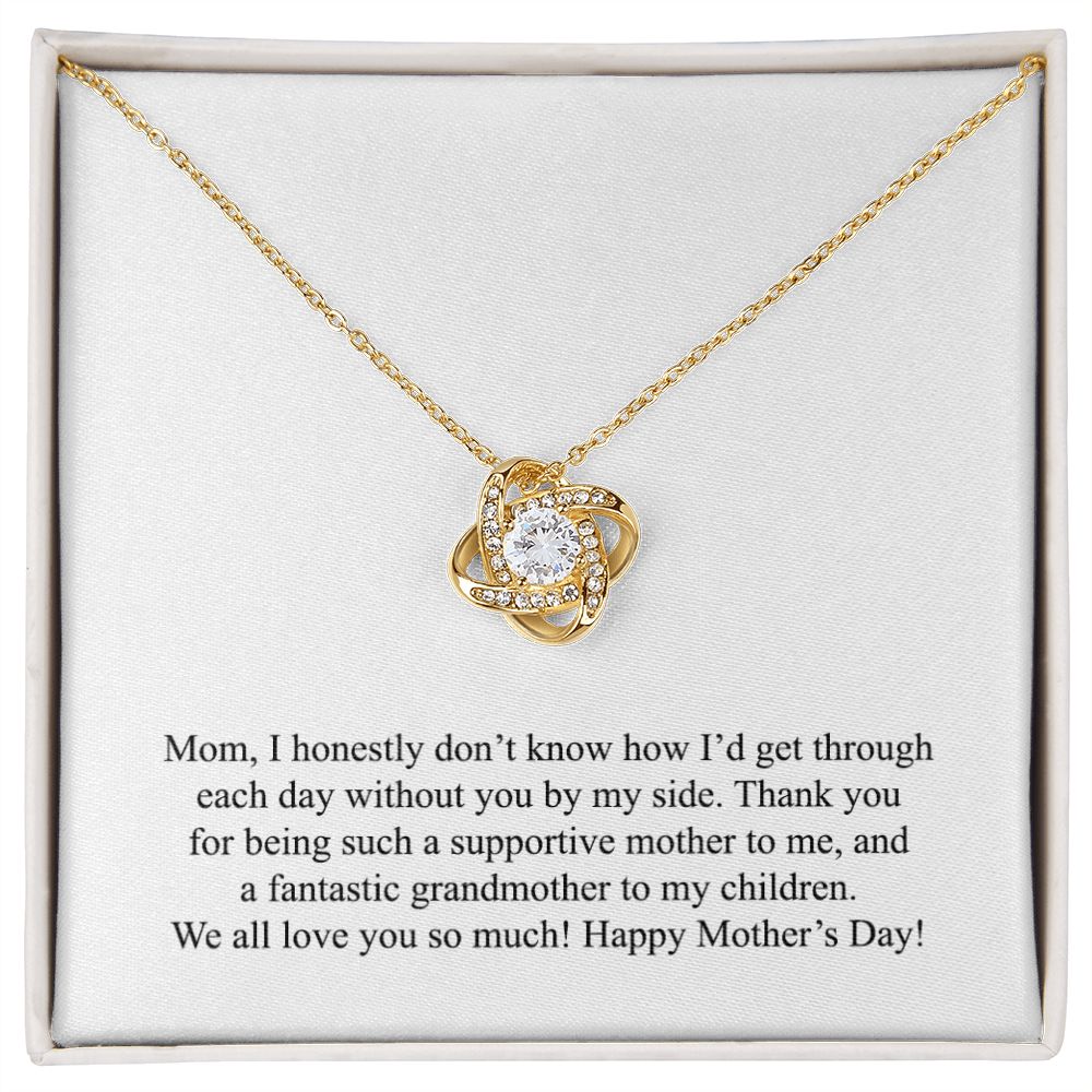 Happy Mother's Day (From Daughter) 006 - 18K Yellow Gold Finish Love Knot Necklace