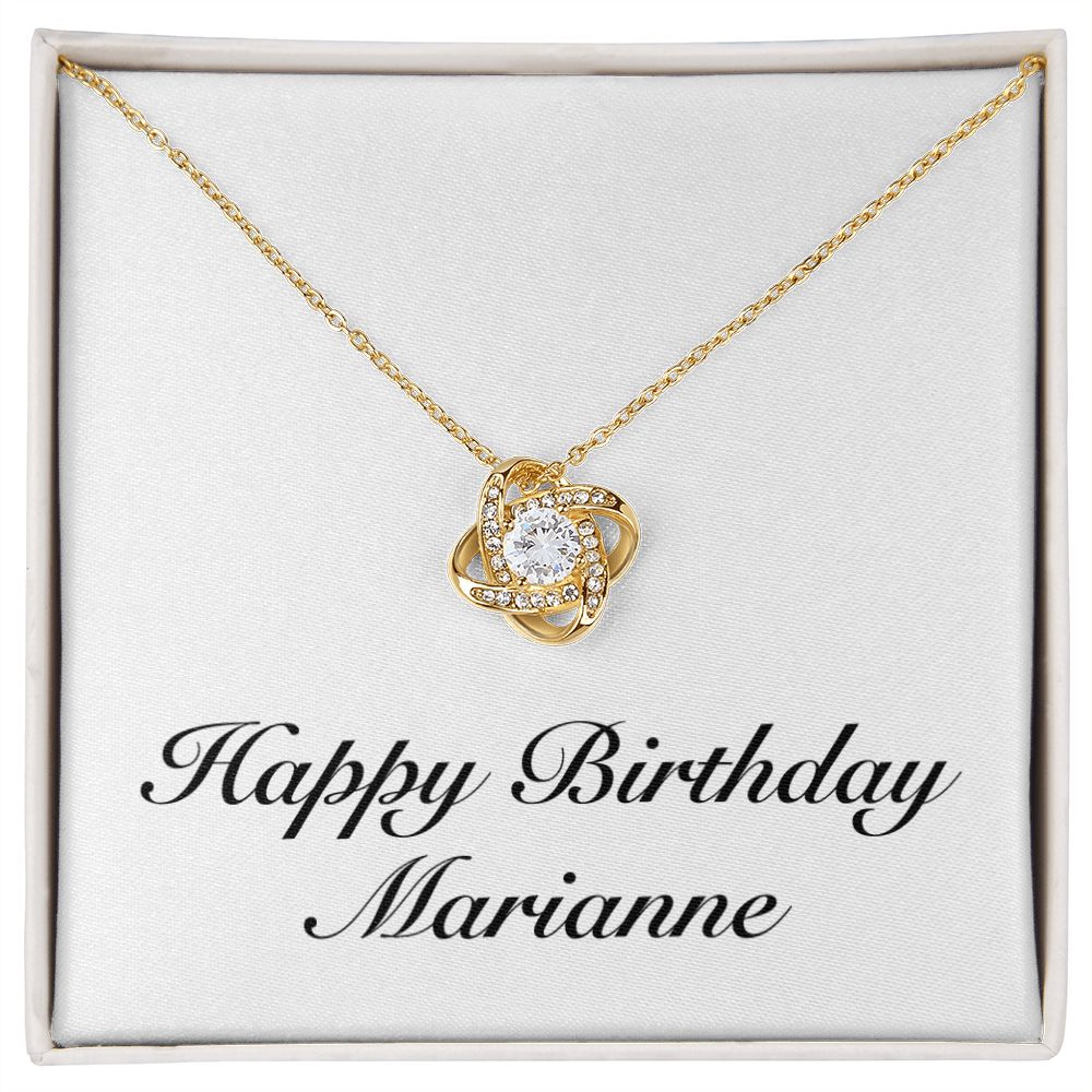 Happy Birthday Marianne - 18K Yellow Gold Finish Love Knot Necklace