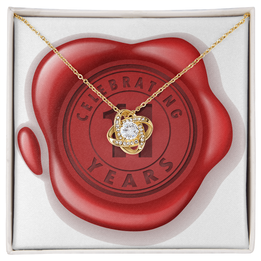 Celebrating 11 Years Anniversary - 18K Yellow Gold Finish Love Knot Necklace