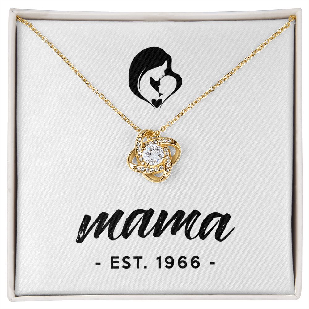 Mama, Est. 1966 - 18K Yellow Gold Finish Love Knot Necklace