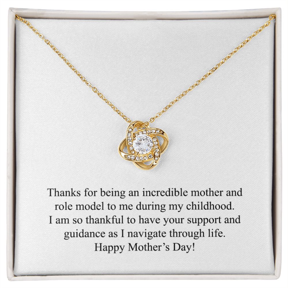Happy Mother's Day (From Daughter) 005 - 18K Yellow Gold Finish Love Knot Necklace