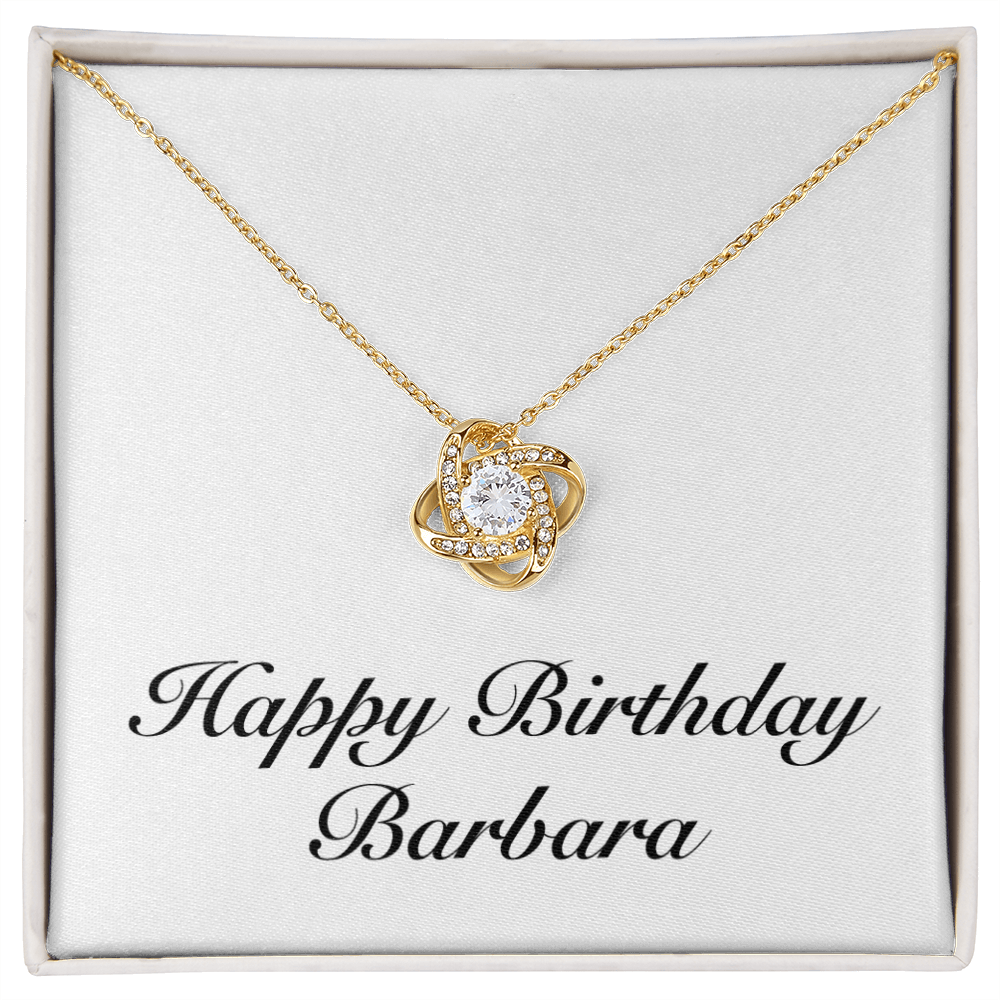 Happy Birthday Barbara - 18K Yellow Gold Finish Love Knot Necklace