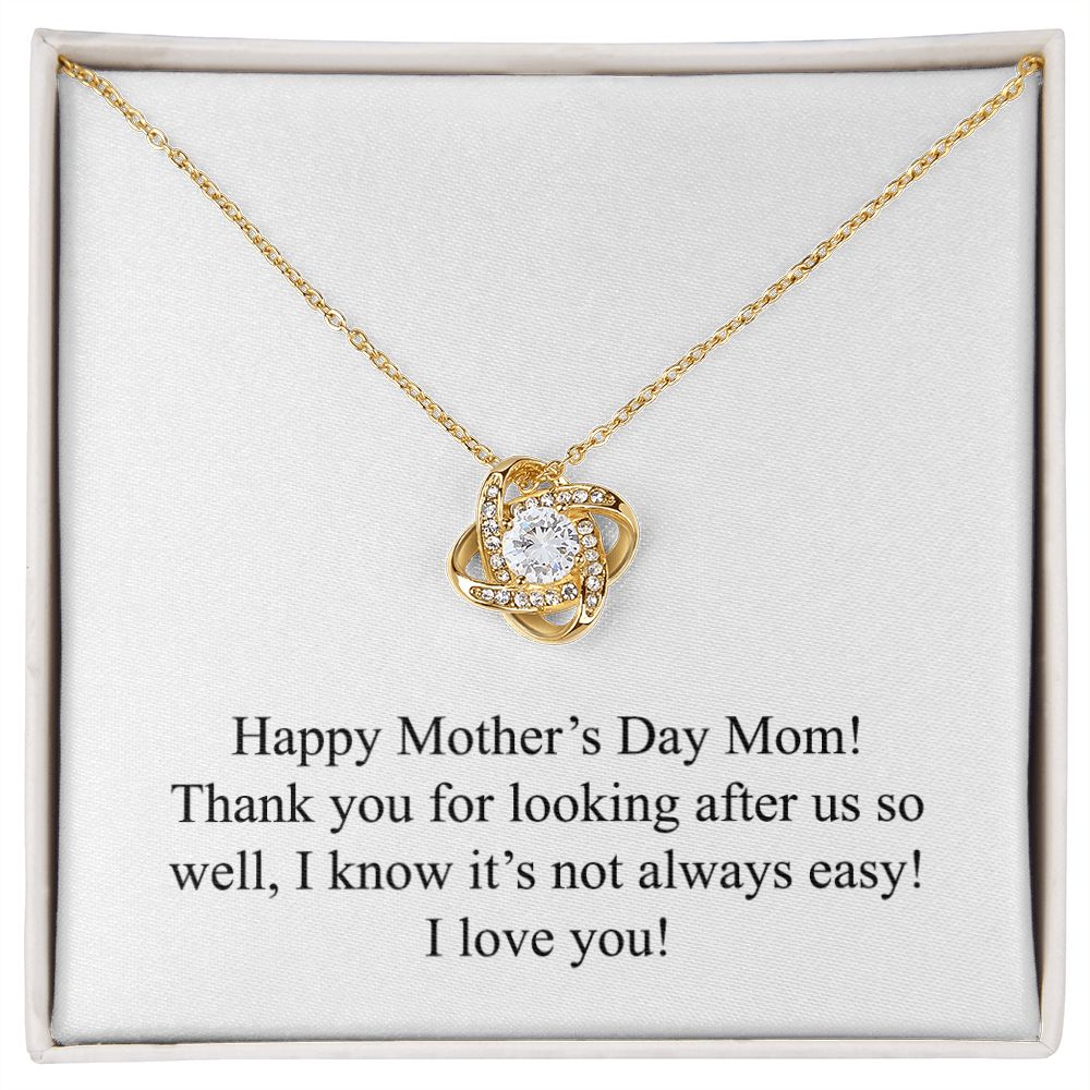 Happy Mother's Day 001 - 18K Yellow Gold Finish Love Knot Necklace