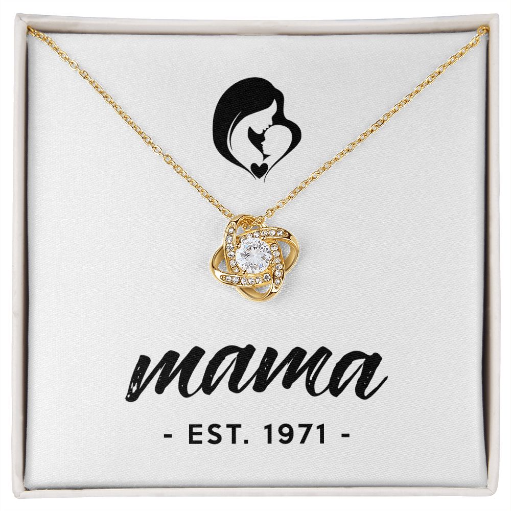 Mama, Est. 1971 - 18K Yellow Gold Finish Love Knot Necklace