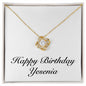 Happy Birthday Yesenia - 18K Yellow Gold Finish Love Knot Necklace