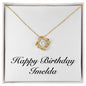Happy Birthday Imelda - 18K Yellow Gold Finish Love Knot Necklace