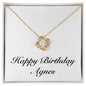 Happy Birthday Agnes - 18K Yellow Gold Finish Love Knot Necklace