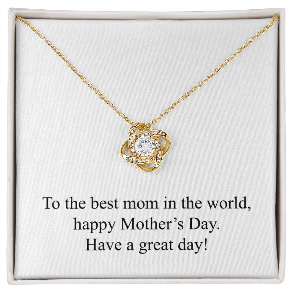 Happy Mother's Day 024 - 18K Yellow Gold Finish Love Knot Necklace
