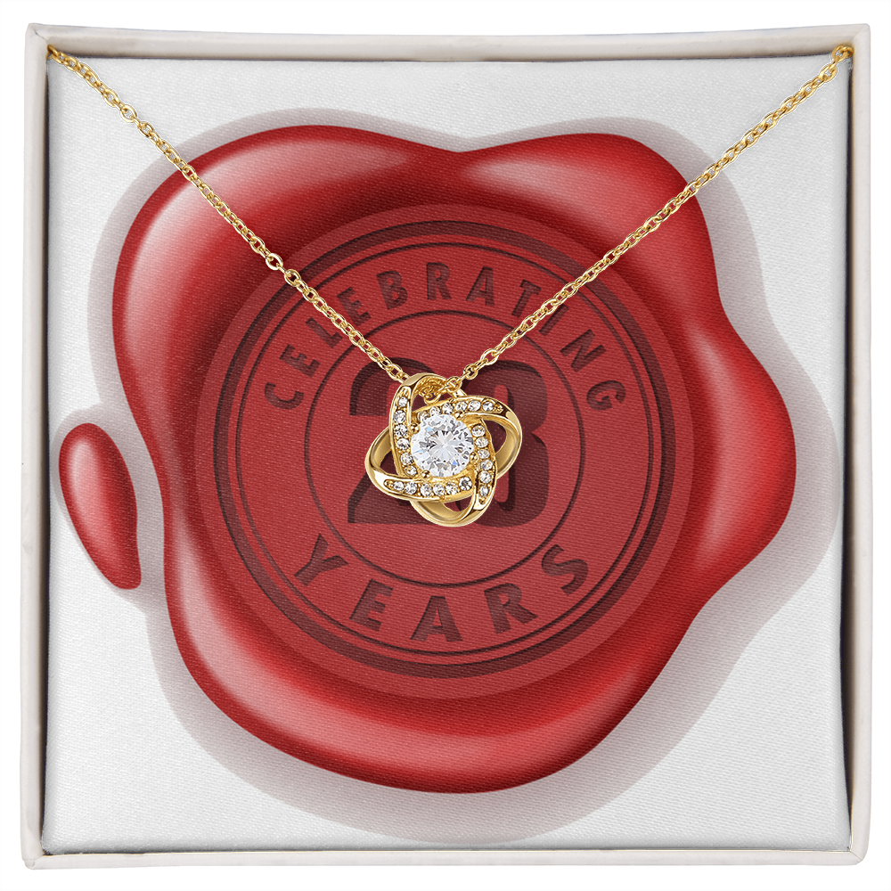 Celebrating 28 Years Anniversary - 18K Yellow Gold Finish Love Knot Necklace