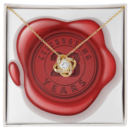Celebrating 28 Years Anniversary - 18K Yellow Gold Finish Love Knot Necklace