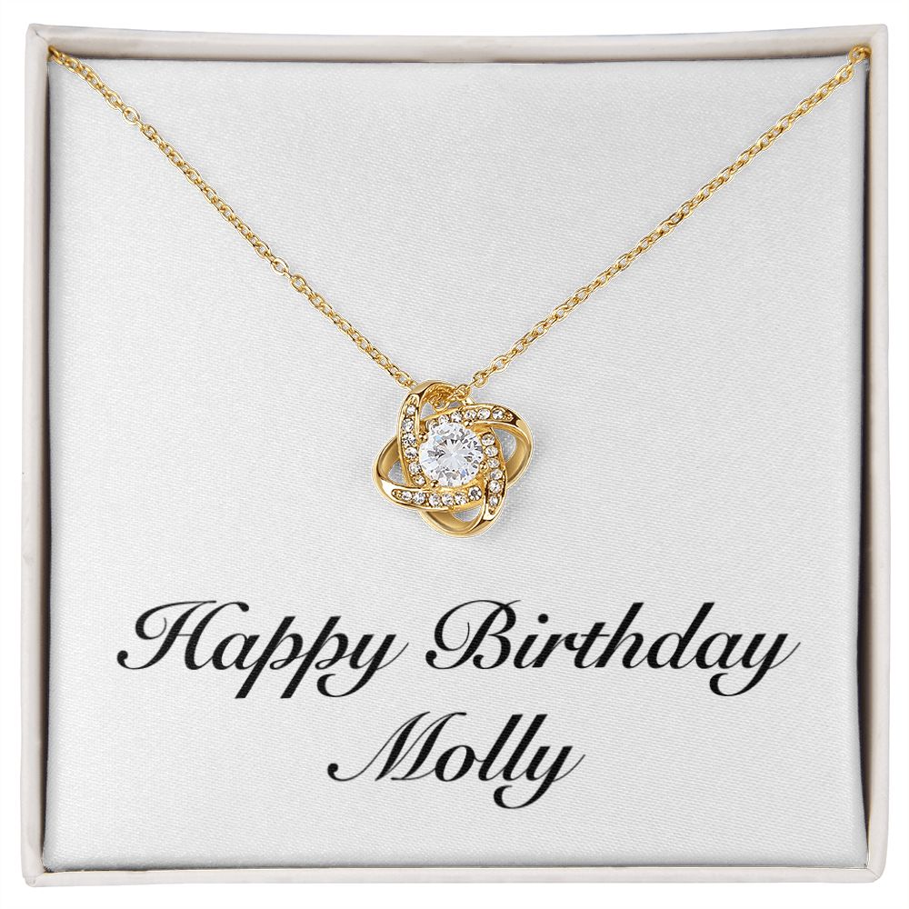 Happy Birthday Molly - 18K Yellow Gold Finish Love Knot Necklace