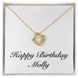 Happy Birthday Molly - 18K Yellow Gold Finish Love Knot Necklace
