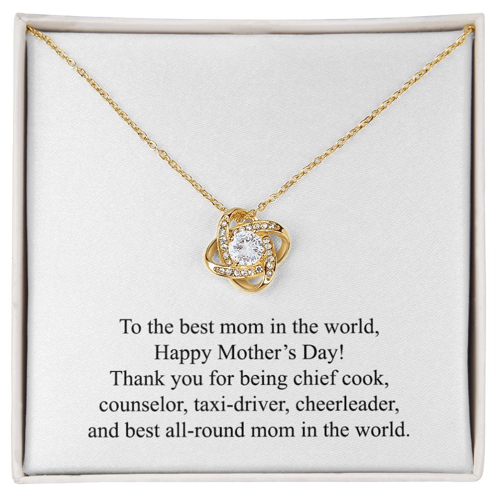 Happy Mother's Day 011 - 18K Yellow Gold Finish Love Knot Necklace