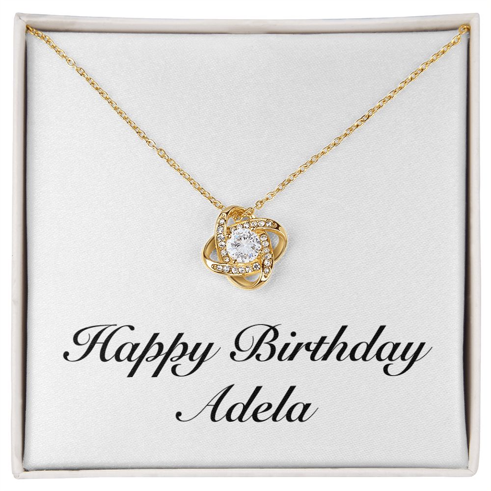 Happy Birthday Adela - 18K Yellow Gold Finish Love Knot Necklace