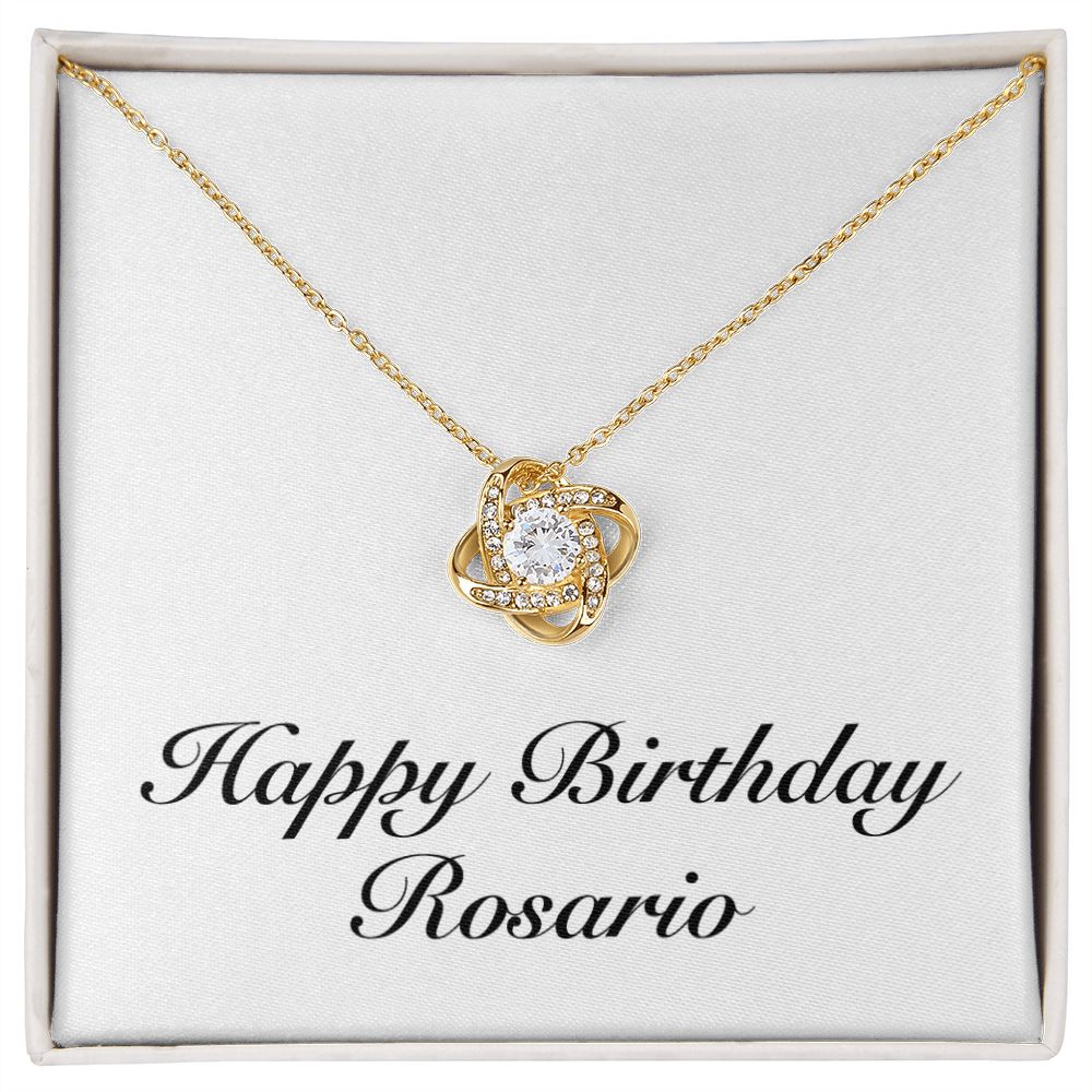 Happy Birthday Rosario - 18K Yellow Gold Finish Love Knot Necklace