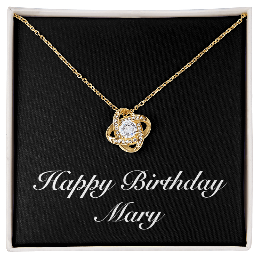 Happy Birthday Mary v2 - 18K Yellow Gold Finish Love Knot Necklace