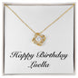 Happy Birthday Luella - 18K Yellow Gold Finish Love Knot Necklace
