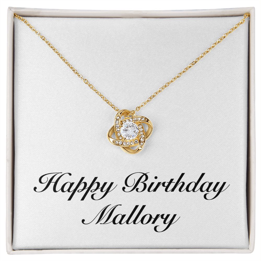 Happy Birthday Mallory - 18K Yellow Gold Finish Love Knot Necklace