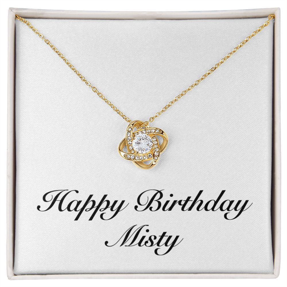 Happy Birthday Misty - 18K Yellow Gold Finish Love Knot Necklace
