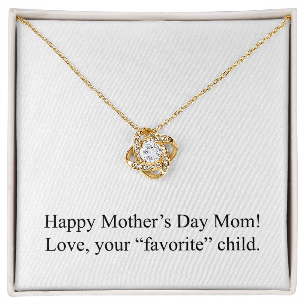 Happy Mother's Day (Funny) 007 - 18K Yellow Gold Finish Love Knot Necklace