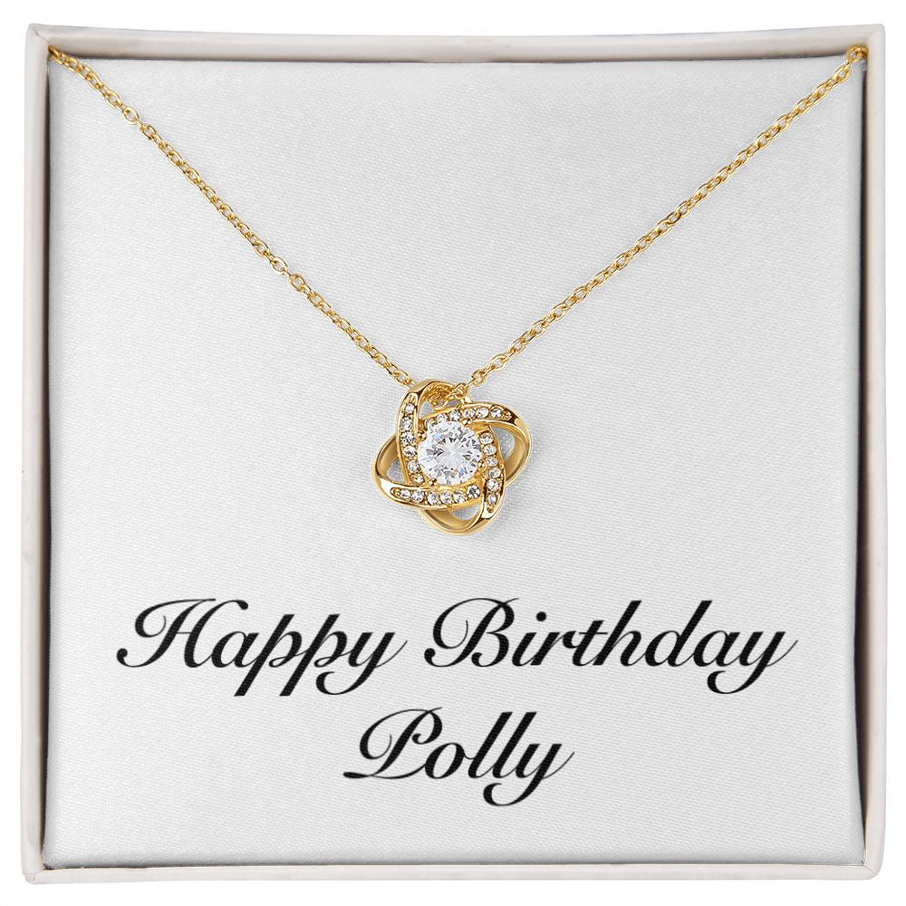 Happy Birthday Polly - 18K Yellow Gold Finish Love Knot Necklace