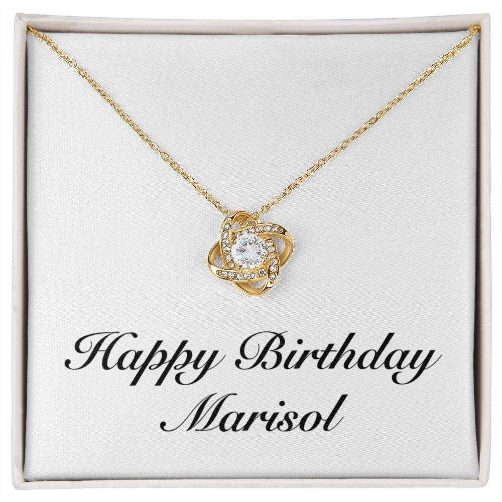 Happy Birthday Marisol - 18K Yellow Gold Finish Love Knot Necklace