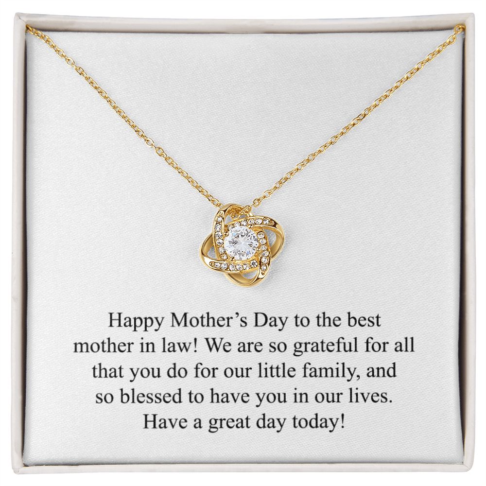 Happy Mother's Day (For Mother In Law) 008 - 18K Yellow Gold Finish Love Knot Necklace