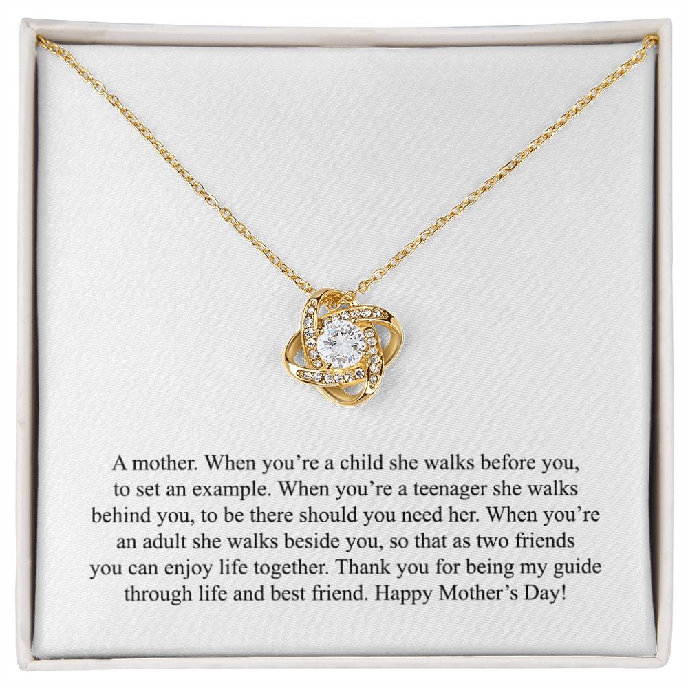Happy Mother's Day (From Daughter) 004 - 18K Yellow Gold Finish Love Knot Necklace