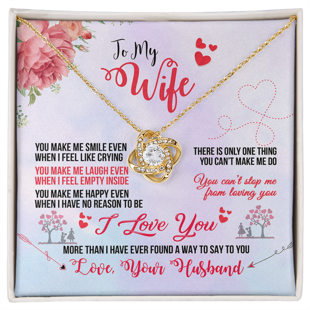 013 To My Wife - 18K Yellow Gold Finish Love Knot Necklace