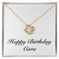Happy Birthday Cara - 18K Yellow Gold Finish Love Knot Necklace