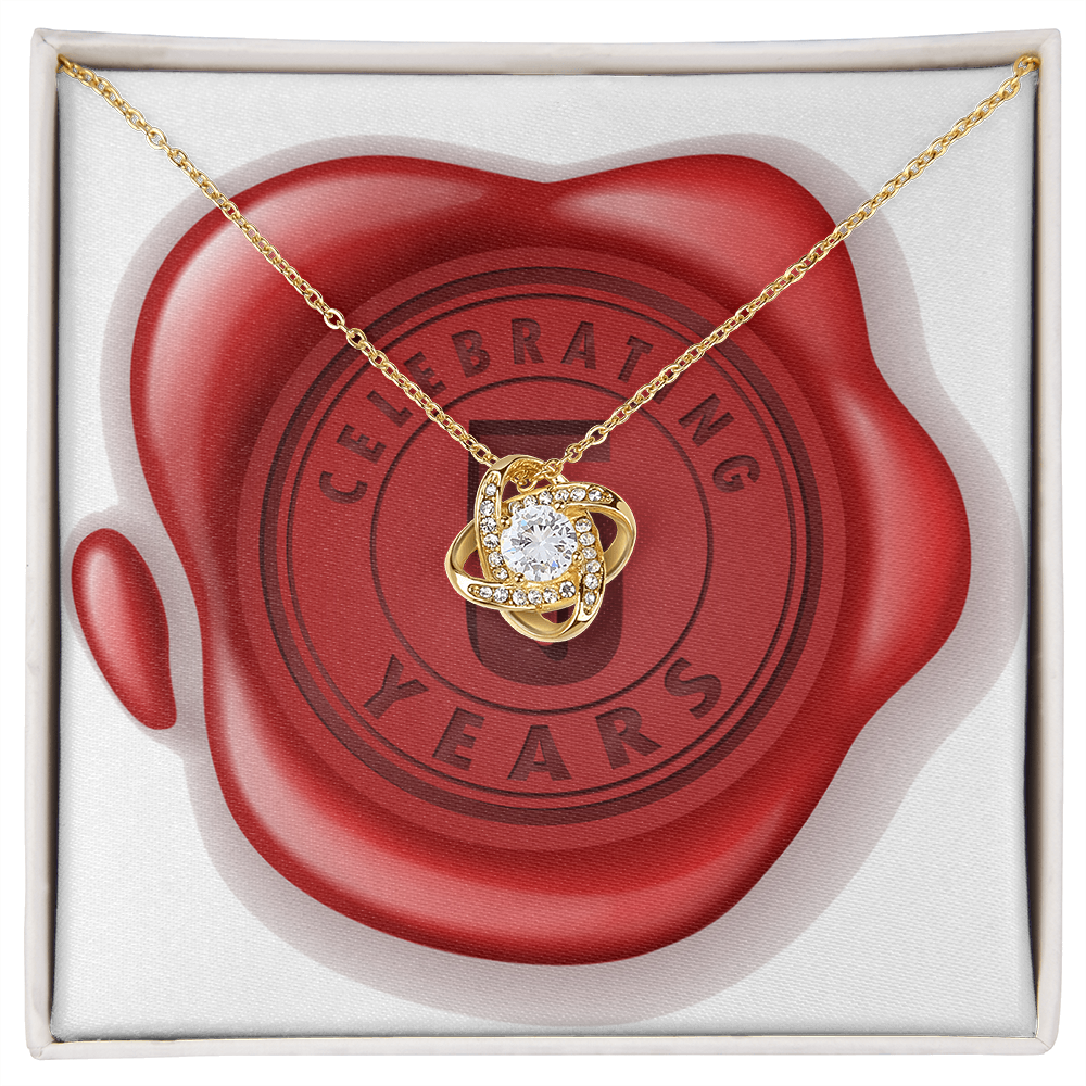 Celebrating 05 Years Anniversary - 18K Yellow Gold Finish Love Knot Necklace