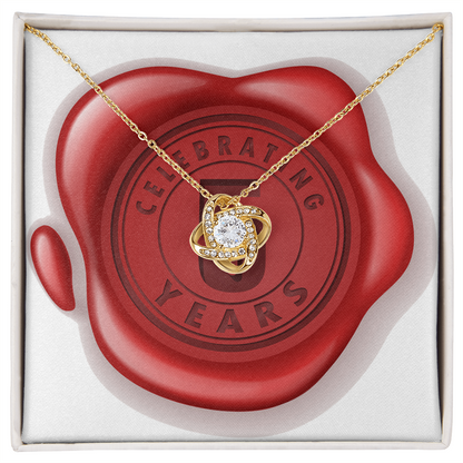 Celebrating 05 Years Anniversary - 18K Yellow Gold Finish Love Knot Necklace