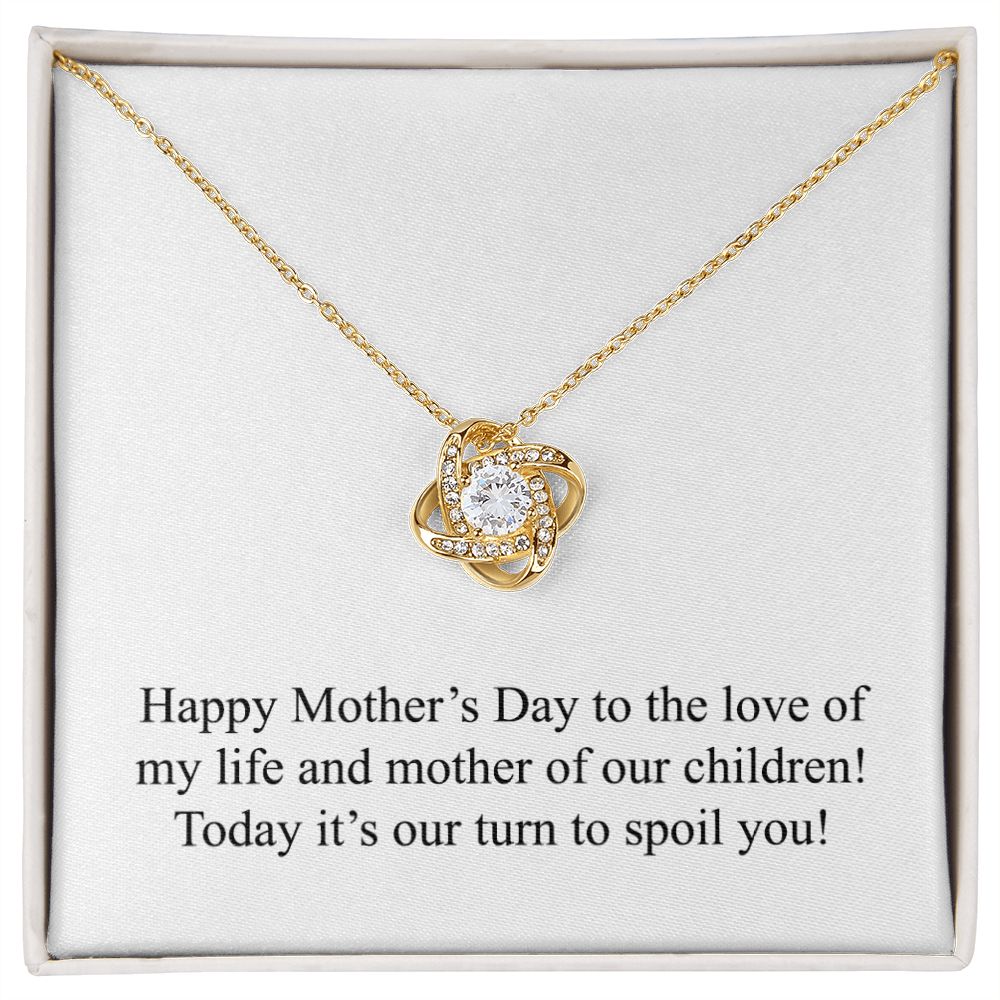 Happy Mother's Day (From Husband) 003 - 18K Yellow Gold Finish Love Knot Necklace