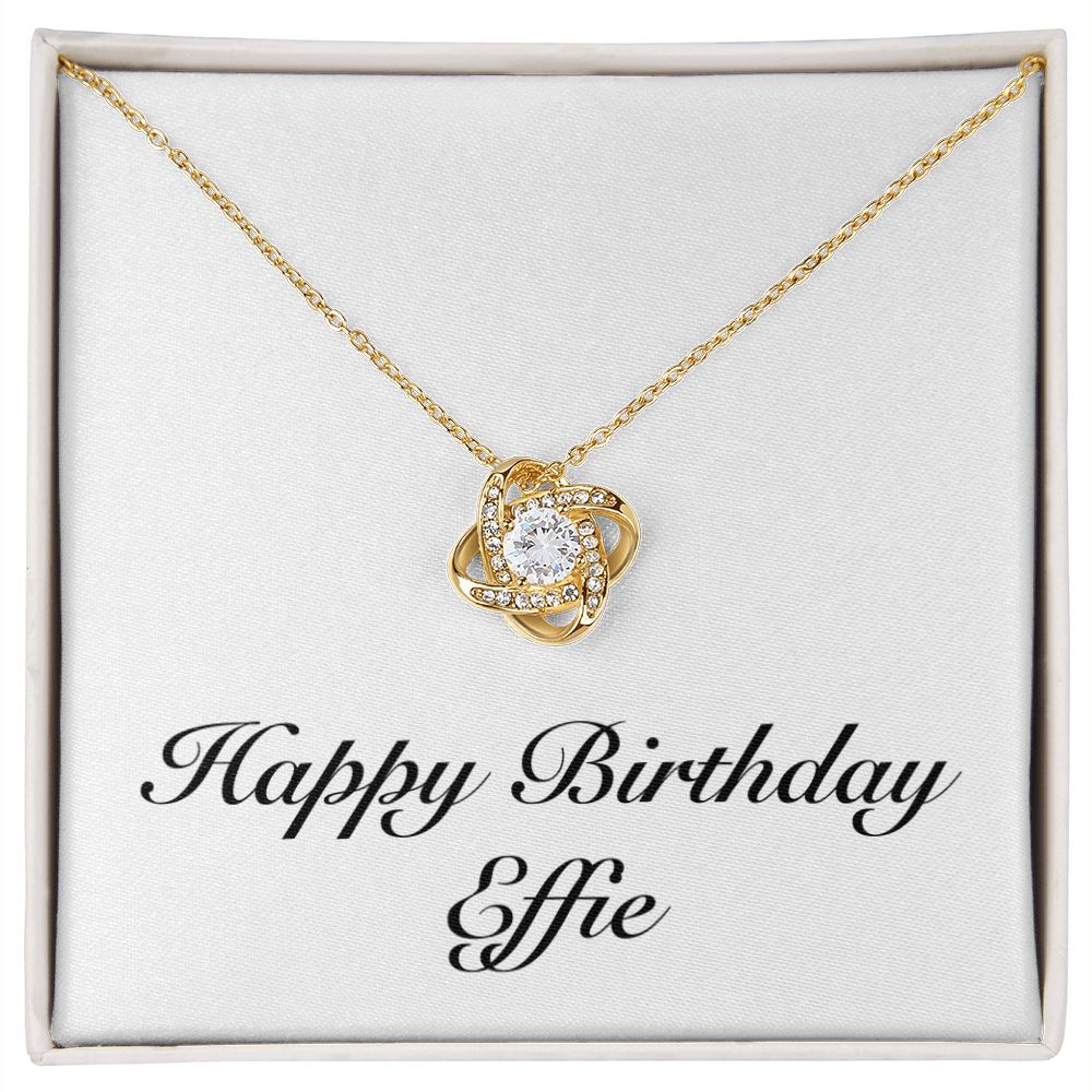 Happy Birthday Effie - 18K Yellow Gold Finish Love Knot Necklace