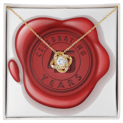 Celebrating 45 Years Anniversary - 18K Yellow Gold Finish Love Knot Necklace