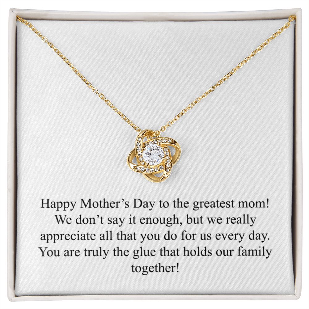 Happy Mother's Day 006 - 18K Yellow Gold Finish Love Knot Necklace