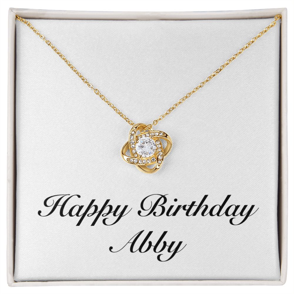 Happy Birthday Abby - 18K Yellow Gold Finish Love Knot Necklace