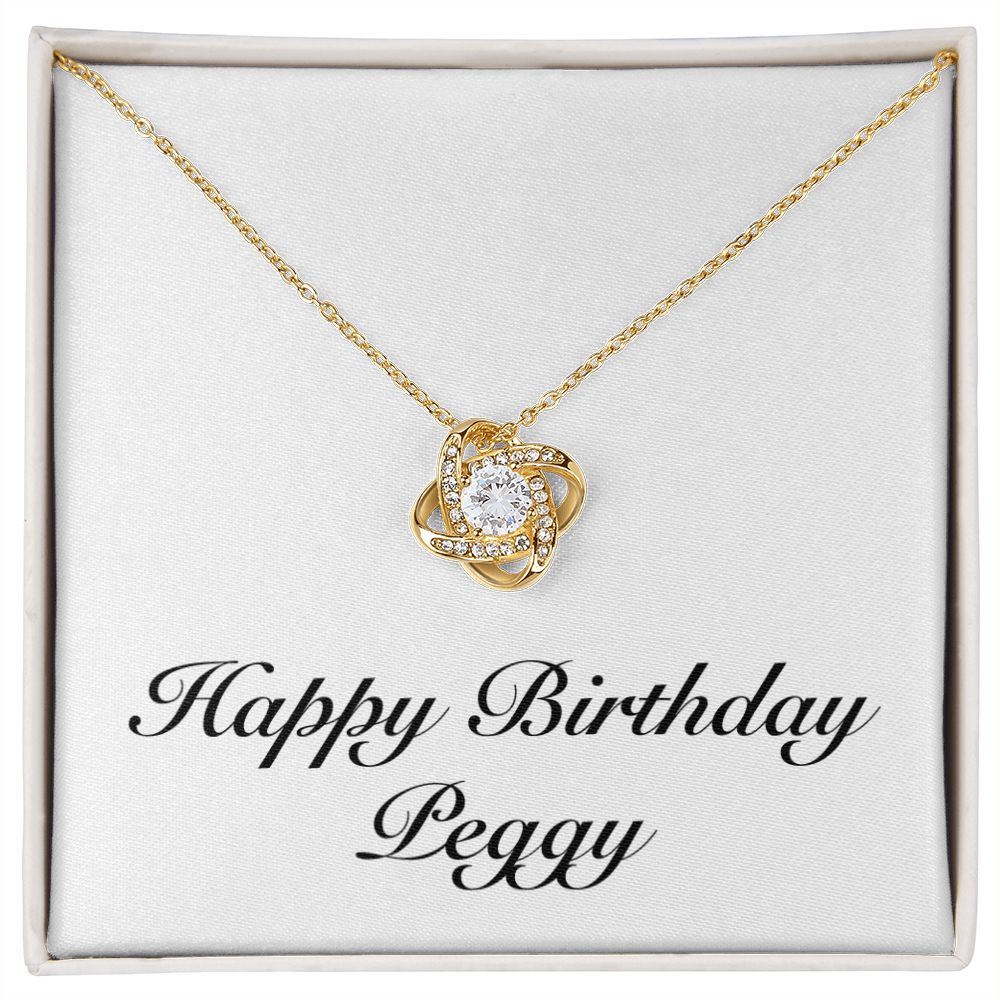 Happy Birthday Peggy - 18K Yellow Gold Finish Love Knot Necklace