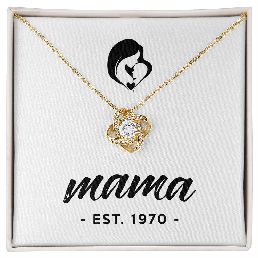 Mama, Est. 1970 - 18K Yellow Gold Finish Love Knot Necklace