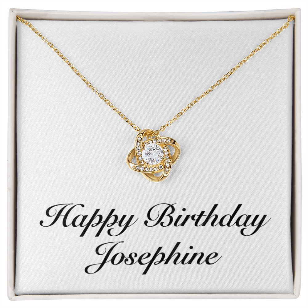 Happy Birthday Josephine - 18K Yellow Gold Finish Love Knot Necklace